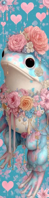 Free printable frog bookmark featuring frog with jewelry dripping off of it